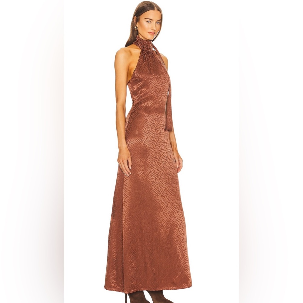 House Of Harlow 1960 Brown Halter Dress